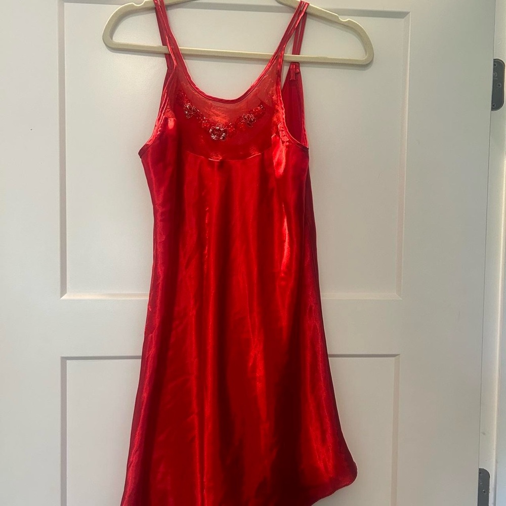 Elegant Red Satin Chemise